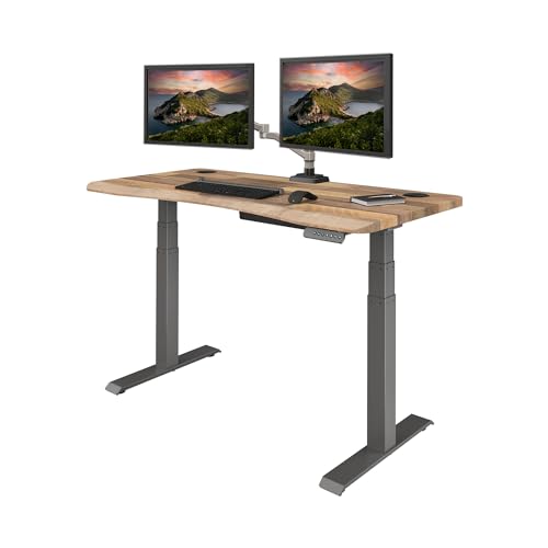 Vari Ergo 54x26 Electric Standing Desk + Height Adjustable Sit-Stand Desk + Curved Waterfall Edge, 4 Memory Settings, Quick Assembly, Cable Management, 200 lb Capacity – Reclaimed Wood (2 Boxes) Vari