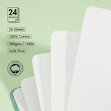 Lightwish Square Watercolor Journal,100% Cotton,300gsm/140lb,Acid-Free,24 Sheets Cold Press Watecolor Paper Sketchbook for Artists Adults Students,4.7 * 4.7 Inches LIGHTWISH