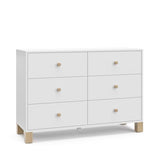 Storkcraft California 6-Drawer Double Dresser (White with Driftwood) - GREENGUARD Gold Certified, Interlocking Drawer System, Dresser Drawer Organizer for Kids Bedroom Storkcraft