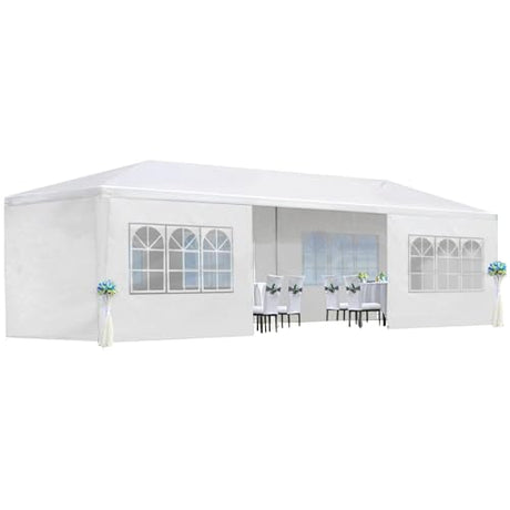 10'x30' Party Tent, Outdoor Wedding Tents with 8 Removable Sidewalls, Gazebo Shelter for Parties Patio, Outside Waterproof Canopy Tents, Party Wedding BBQ Events Tent, White MegaChoice