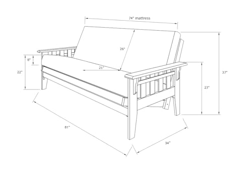 Jerry Sales FutonX Rustic Walnut Frame and Mattress Set with Choice to add Drawers, 8 Inch Innerspring Futon Sofa Bed Full Size Wood (Biege Matt, Frame and Drawers) Jerry Sales