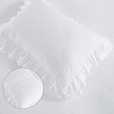 White Ruffled Duvet Cover Twin, 2PCS Soft Washed Microfiber Vintage French Country Duvet Cover Set for Kids Girls, White, 68x90 in CAROMIO