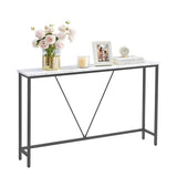 VASAGLE Console Sofa Table, Narrow Entryway Table, for Living Room, Bedroom, Easy Assembly, Marble White and Ink Black ULNT020W01 VASAGLE