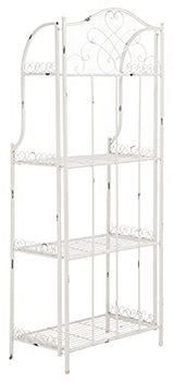 Safavieh PAT5014B Outdoor Collection Amaris Antique White Wrought Iron 4-Tier Bakers Rack Safavieh