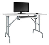 Sew Ready Folding Multipurpose Sewing Table - 47.5" W x 28" D Foldable White Hobby and Sewing Machine Table with Adjustable Shelf - Can Also Be Used as Computer Desk Sew Ready