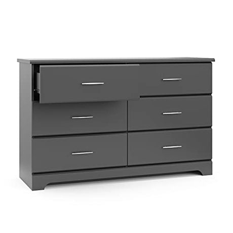 Storkcraft Brookside 6-Drawer Dresser (Gray) – GREENGUARD Gold Certified, Gray Dresser for Bedroom, Kids & Nursery Storage Chest, Safety Interlocking Drawers, Pre-Installed Tracks, Kids Chest Storkcraft