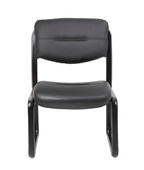 Boss Office Products B9539 Leather Sled Base Side Chair in Black, 250 Boss Office Products