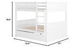 Merax Full Over Full Bunk Bed with Trundle,Wooden Trundle Bed Frame with Ladder Safety Guardrail,Convertible to 2 Platform Beds for Kids Teens,White Merax