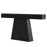 LITTLE TREE 63" Entryway Table, Modern Black Wooden Console Table with Trapezoidal Base for Living Room, Entrance, Hallway, Foyer, Behind the Couch LITTLE TREE