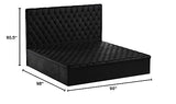 Meridian Furniture Bliss Collection Modern | Contemporary Velvet Upholstered Bed with Deep Button Tufting and Storage Compartments in Rails and Footboard, Black, King Meridian Furniture