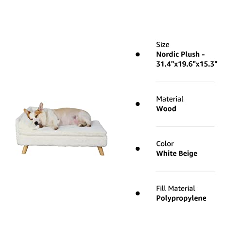 BingoPaw Elevated Pet Bed,Nordic Pet Stool Bed with Cozy Pad Waterproof,Pet Chair with Sturdy Wood Legs for Small Dog Kitten BingoPaw