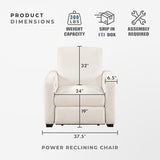 Lexicon Modern Power Recliner Chair with One-Touch Control and Charging Ports, Chenille Home Theater Seating, Wall-Hugger Reclining Chair for Living Room/Bedroom/Office, Easy Assembly, Beige