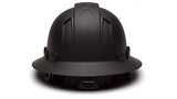 Pyramex Ridgeline Full Brim Hard Hat 4 Point Ratchet Vented Matte Black Graphite Pattern Ridgeline