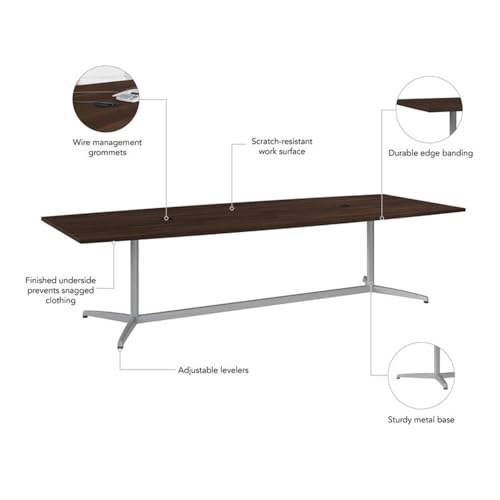 BOWERY HILL 120W x 48D Boat Shaped Conference Table in Black Walnut BOWERY HILL