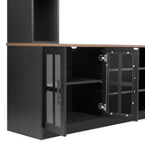Ball & Cast Wall Unit Entertainment Center with Bookshelves for TVs up to 80",Modern TV Stand Media Center Console W/Display Cabinets,Tempered Glass Doors and Adjustable Shelves,for Living Room,Black Ball & Cast