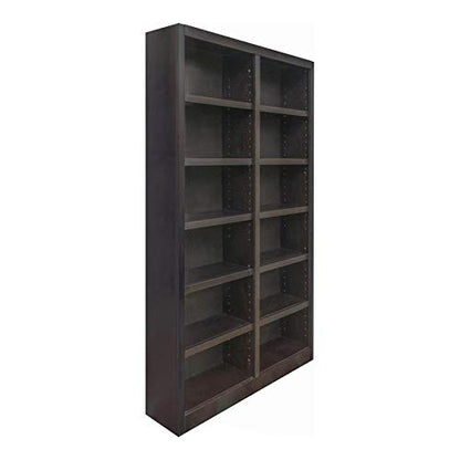 BOWERY HILL 84" Espresso Double Wide Wood Bookcase with 10 Adjustable Shelves - WoodArtSupply