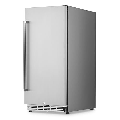 NewAir 15" Commercial Beverage Refrigerator | Weatherproof Stainless Steel Fridge | Built-In or Freestanding Outdoor Patio Fridge For Beer, Wine, Food NCR032SS00 NewAir