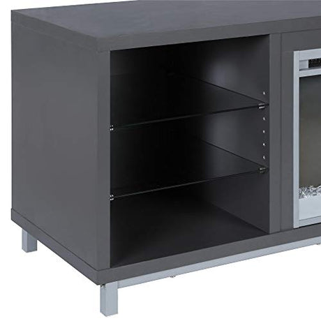 Ameriwood Home Lumina Fireplace TV Stand for TVs up to 70 Inch, Replaceable Electric Fireplace Insert Heater, Remote Control, Timer, Color Changing LED Lights, Crystal Ember Flames, Graphite Gray Ameriwood Home