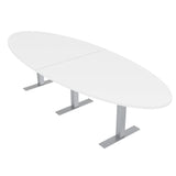 Harmony Series 10 Person Conference Table with Brushed Silver Metal T-Bases | 12 Ft Modular Oval Meeting Table | Scratch-Resistant Thermally-Fused Laminate | Made in USA | White SKUTCHI DESIGNS INC.
