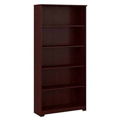 Bush Furniture Cabot Tall 5 Shelf Bookcase in Harvest Cherry - Stylish and Sturdy Storage Solution for Home and Office - WoodArtSupply