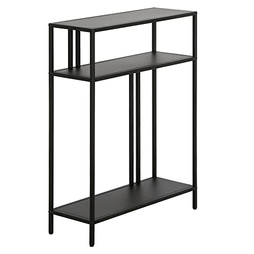 Henn&Hart 22" Wide Rectangular Console Table with Metal Shelves in Blackened Bronze, Entryway Table, Accent Table for Living Room, Hallway Henn&Hart