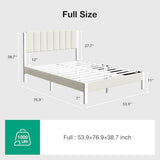 Novilla Full Bed Frame with Piano Keys Headboard and Footboard, Metal Platform Bed Frames Full Size, No Box Spring Needed, Easy Assembly, Steel Slats Support, Velvet White Novilla