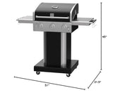 Kenmore 3-Burner Propane BBQ Grill, 30,000 BTUs Gas Grill with Cast Iron Cooking Grates, Folding Side Tables & Wheels, Outdoor Grill with Tool Hooks, Black Kenmore