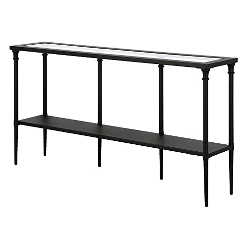 Nellie 55'' Wide Rectangular Console Table with Metal Shelf in Blackened Bronze Henn&Hart