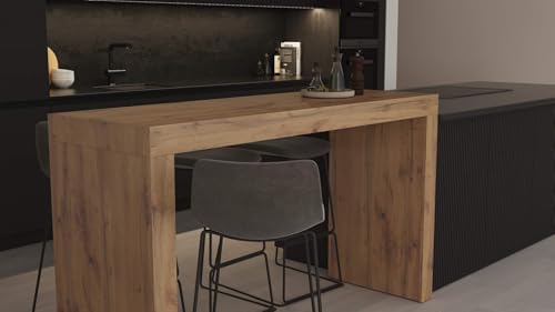 Mobili Fiver Evolution Tall Kitchen Bar Table Made in Italy | Space Saving, Counter Height Table for 6 | Modern Breakfast Bar Counter Top w/Cable Holder | Concrete Grey Effect | 70,9'' x 23,6" in Mobili Fiver