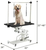 Hydraulic Dog Grooming Table for Small/Large Dogs, Heavy Duty Professional Pet Grooming Table with Adjustable Overhead Arm and Noose, Range 21-36 Inch, 43''/Black mydearpet