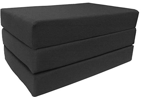 D&D Futon Furniture Trifold Foam Bed, Folding Ottoman Mattress (Black, Chair Size (6 x 27 x 75)) D&D Futon Furniture