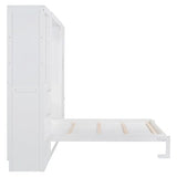 Quarte Modern Queen Size Murphy Bed with Closet, Drawers and Shelves, Cabinet Bed Folding Wall Bed for Guest Room, Office (White@1) Quarte