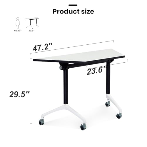 Modular Conference Table,Mobile Conference Room Training Room Tables with Wheels,Foldable Meeting Table Rolling Seminar Table for Office,Modern Flip Top Training Meeting Tables,Suitable 2-10 people(4) MSFDC