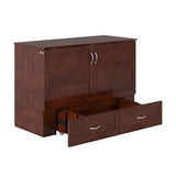AFI Hamilton Full Murphy Bed Chest with Mattress, Storage, and Built-in Charger in Walnut AFI