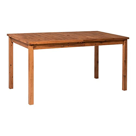 Walker Edison Dominica Contemporary Slatted Outdoor Dining Table, 34 Inch, Brown Walker Edison