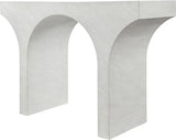 Meridian Furniture 99073White-T Pomezia Collection Art Deco Wood Frame Console Table in White Marble Finish, 45.5" W x 16" D x 31.5" H, White Meridian Furniture
