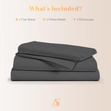 Ashton Sheets 100% Egyptian Cotton Sheets Twin Size - 3 PC 800 High Thread Count Egyptian Cotton Twin Size Bed Sheets Set (Dark Grey), Soft, Cooling, 16" Deep Pocket Sateen Weave Luxury Hotel Bedsheet Ashton Sheets