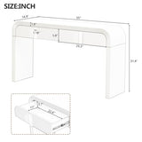 Modern Console Table with Drawers, Smooth Surface, Curved Design Entryway Table for Entrance, Hallway, Living Room (Apricot Cream) DREAMODERN