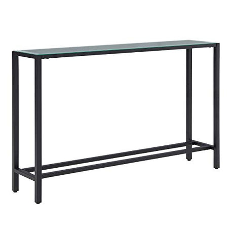 SEI Furniture Darrin Narrow Mirrored Top Console Table, 56", Black SEI Furniture