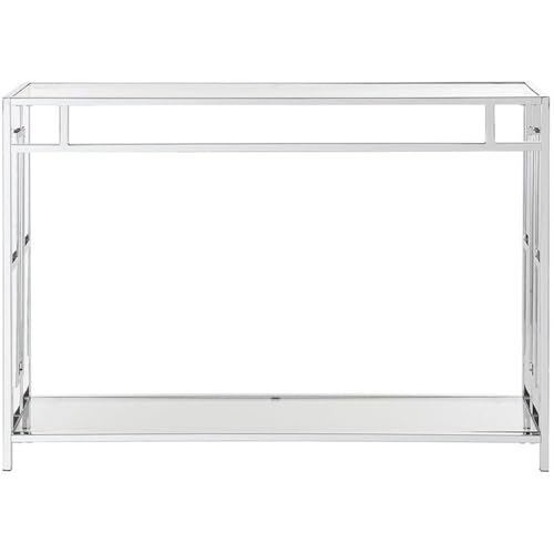 Convenience Concepts Town Square Chrome Console Table 42" - Contemporary Modern Sofa Table with Storage Shelf, Narrow Entryway Hall Table for Living Room, Bedroom, Bathroom, Glass/Chrome Convenience Concepts
