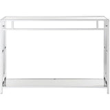 Convenience Concepts Town Square Chrome Console Table 42" - Contemporary Modern Sofa Table with Storage Shelf, Narrow Entryway Hall Table for Living Room, Bedroom, Bathroom, Glass/Chrome Convenience Concepts