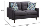 Coaster Home Furnishings - Watsonville - Wood & Fabric - Upholstered Tufted Loveseat with Track Arms, and Accent Pillows - Living Room - Gray - 552002 Coaster Fine Furniture