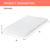 FDW | 5 Inch Twin Mattress | Medium Firm | Gel Memory Foam Mattress | White | Bed in a Box, CertiPUR-US Certified | Pressure Relief, Cooling Ventilated Foam | Washable Removable Cover FDW