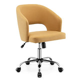 Giantex Home Office Desk Chair, Comfy Upholstered Chair with Hollow Design & Height Adjustable, Modern Rolling Swivel Armless Chair, Leisure Task Cute Chair for Living Room Study Vanity, Yellow Giantex