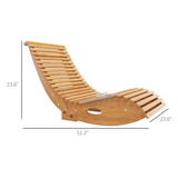 Outsunny Outdoor Rocking Chaise Lounge Chair, S Shape Wooden Rocking Chair with Slatted Seat and High Back, Rocking Patio Lounger for Porch, Backyard, Garden, Light Brown