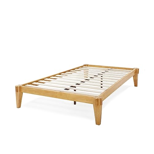 Bme Chalipa 14” Minimalist Solid Wood Platform Bed Frame with Natural Finish - WoodArtSupply