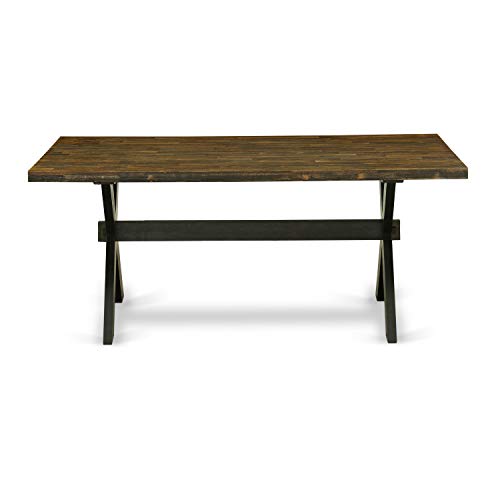 East West Furniture X677EL635-9 9-Piece Dining Set - Dinner Table Rectangular Top - 8 Beautiful Dining Chairs Padded Seat and Back (Distressed Espresso & Wire Brushed Black Finish) East West Furniture