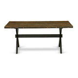 East West Furniture X677EL635-9 9-Piece Dining Set - Dinner Table Rectangular Top - 8 Beautiful Dining Chairs Padded Seat and Back (Distressed Espresso & Wire Brushed Black Finish) East West Furniture