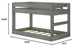 Max & Lily Modern Farmhouse Low Bunk Bed, Twin-Over-Twin Bed Frame For Kids, Driftwood Max & Lily