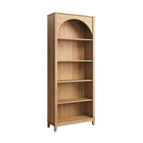 Prepac Ark 78" Tall 5-Tier Arched Bookcase in Natural Oak Veneer, Modern Storage Accent Bookshelf with 3 Adjustable Shelves for Home, Office, Living Room, Bedroom 78”H x 32”W x 13”D Prepac